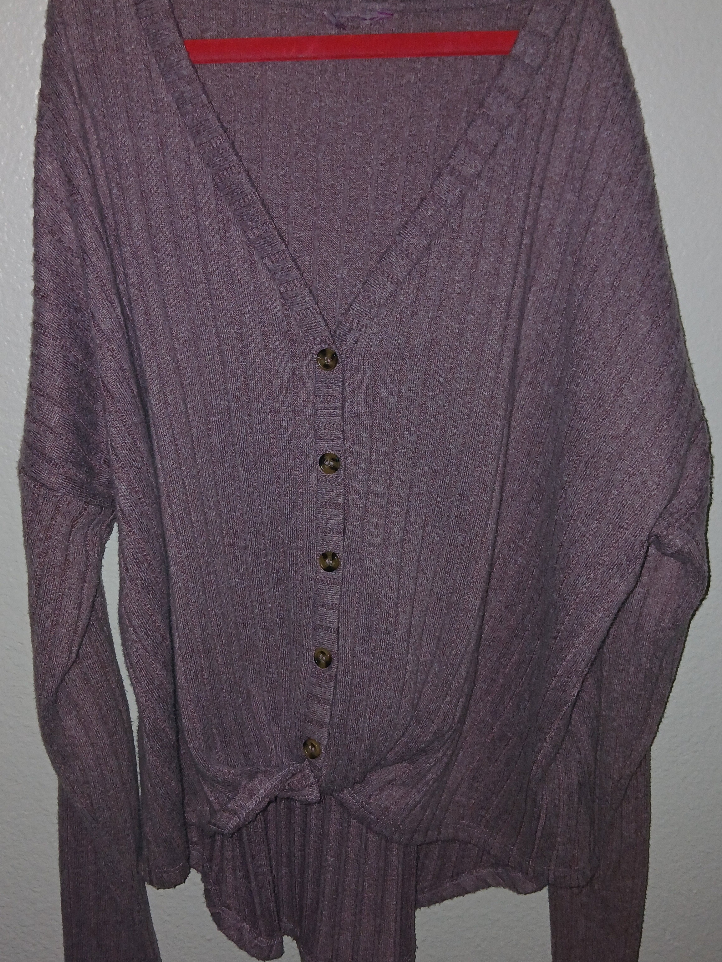 Women's V-Neck Button Front Sweater Cardigan - Dusty Plum